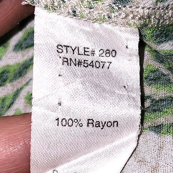 CAbi Tropical Green & Cream Leaf Print Faux Wrap Mini Dress Size S - Picture 9 of 10